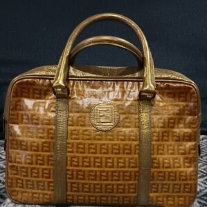 Fendi Brown and Gold Monogram Satchel